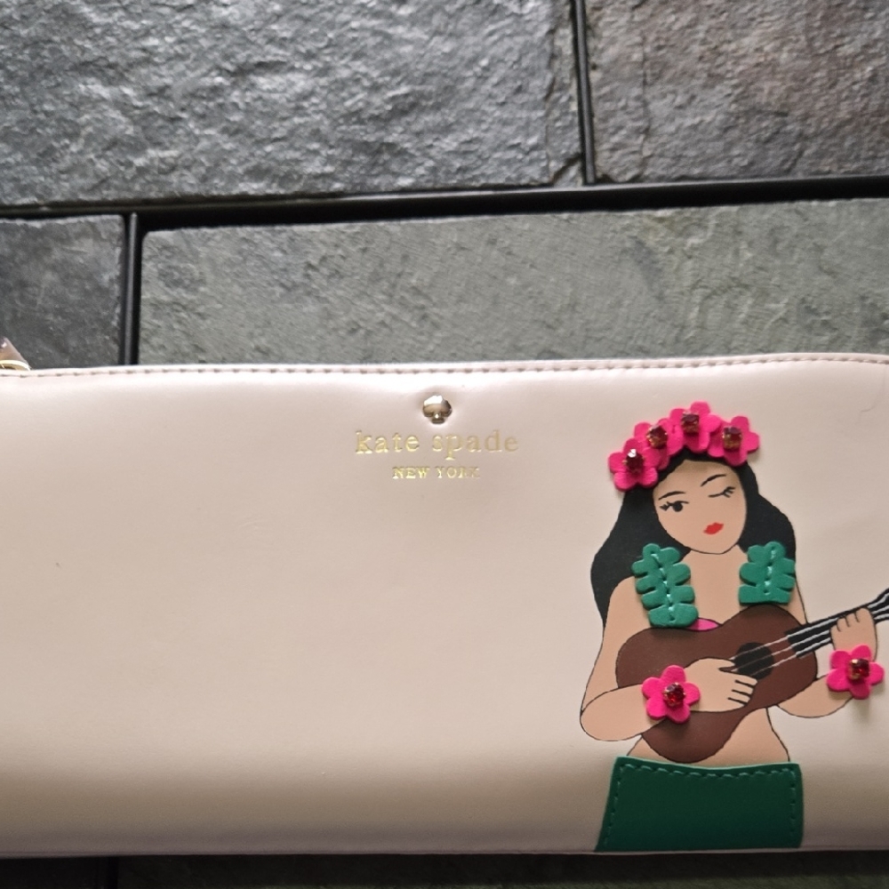 Kate Spade Cream Clutch with Artistic Design